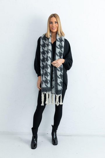 Shop Bentleigh Scarf Black & White Houndstooth - At Kohl and Soda | Ready To Ship!