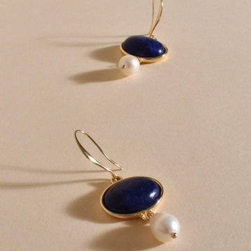 Shop Blue Stone Pearl Mix Hook Earrings - At Kohl and Soda | Ready To Ship!