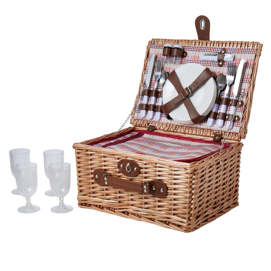 Shop Carousel 4 Person Picnic Basket with Cooler - At Kohl and Soda | Ready To Ship!