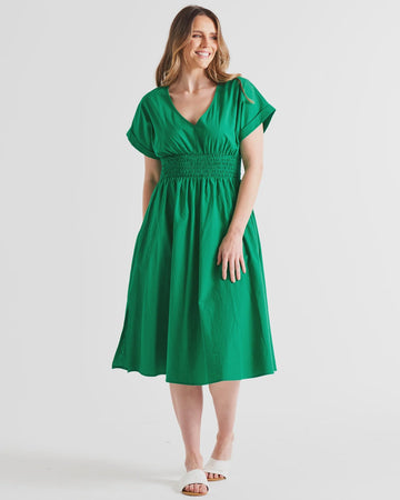 Carrie Dress Holly Green - Kohl and Soda