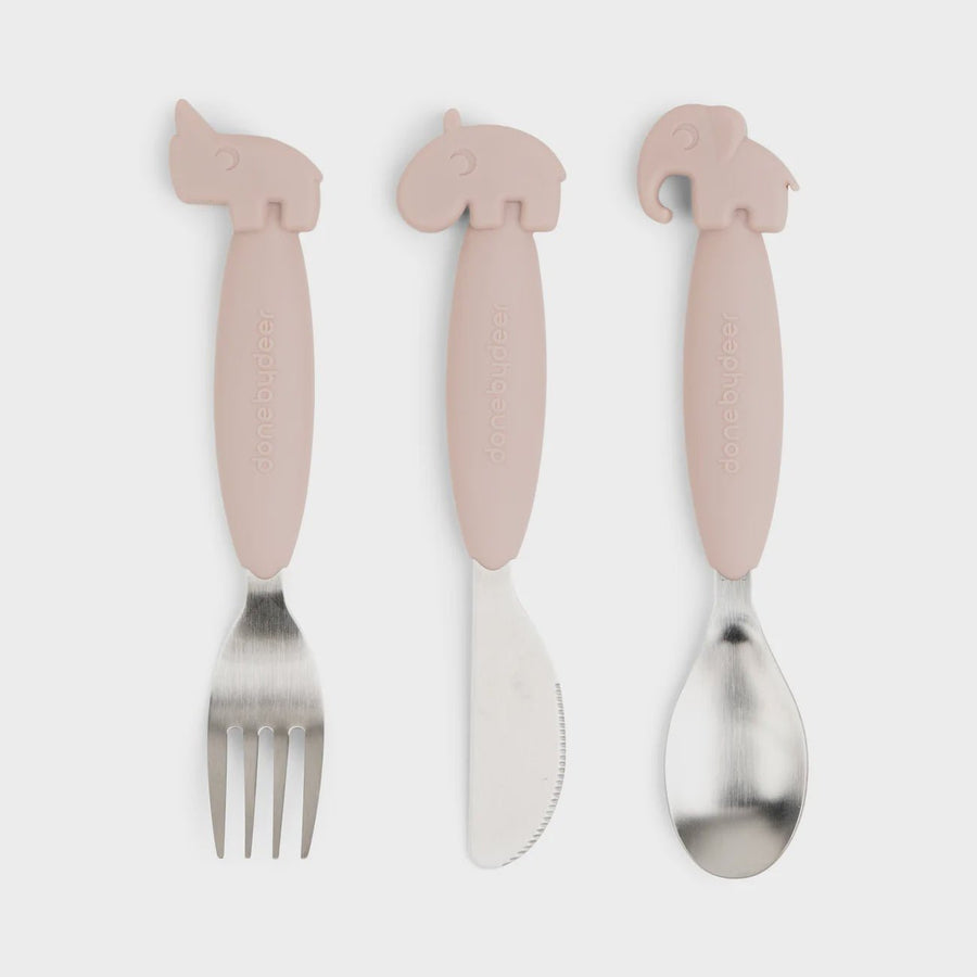 Easy Grip Cutlery Set Powder Pink - Kohl and Soda