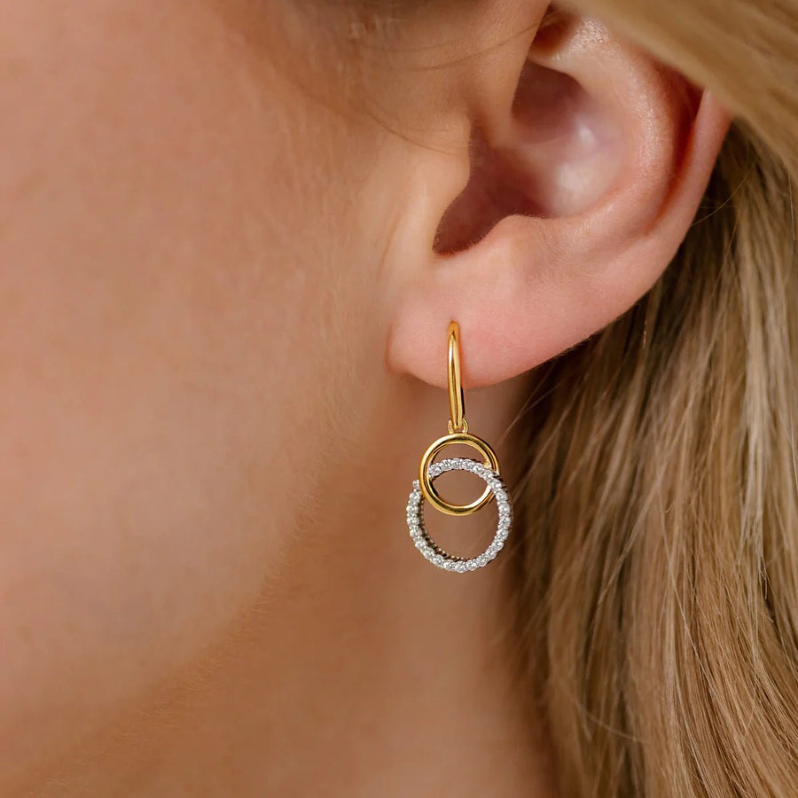 Shop Ella Rhodium Double Circle Earrings - At Kohl and Soda | Ready To Ship!