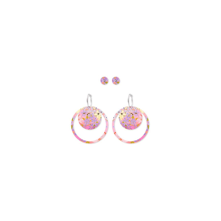 Floating Florals Duo Circle Earrings - Kohl and Soda