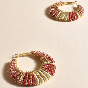 Shop Graduated Beaded Earrings Pink - At Kohl and Soda | Ready To Ship!