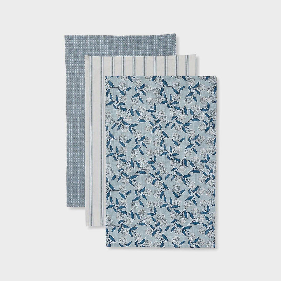 Shop Layla Blue Tea Towels Pack 3 - At Kohl and Soda | Ready To Ship!