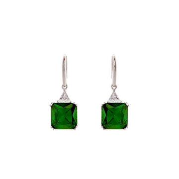 Shop Lottie Green Rhodium Square Earrings - At Kohl and Soda | Ready To Ship!