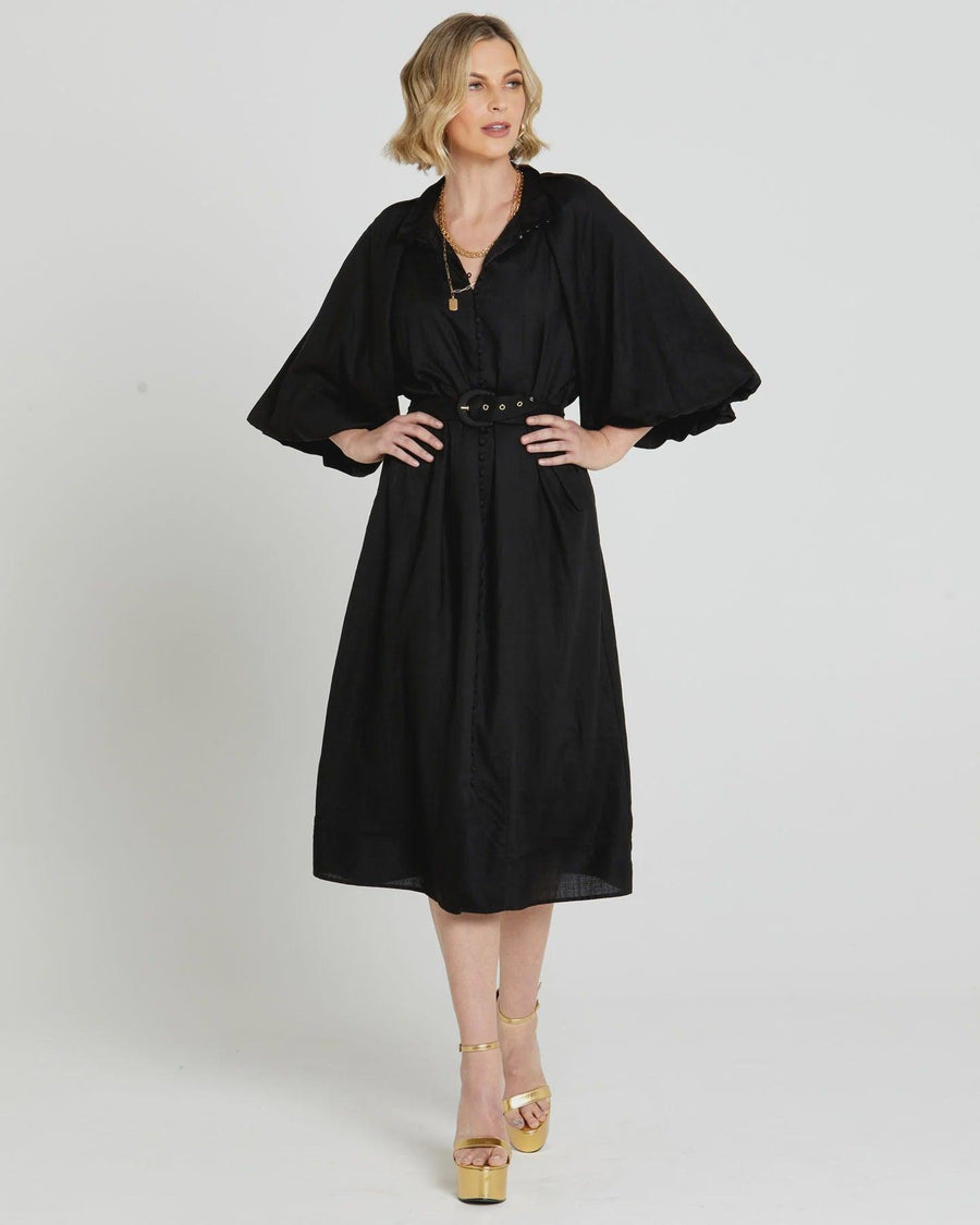 Shop Lovefool Midi Shirt Dress Black - At Kohl and Soda | Ready To Ship!