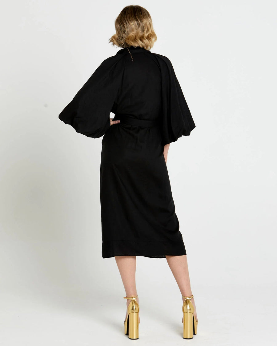 Shop Lovefool Midi Shirt Dress Black - At Kohl and Soda | Ready To Ship!