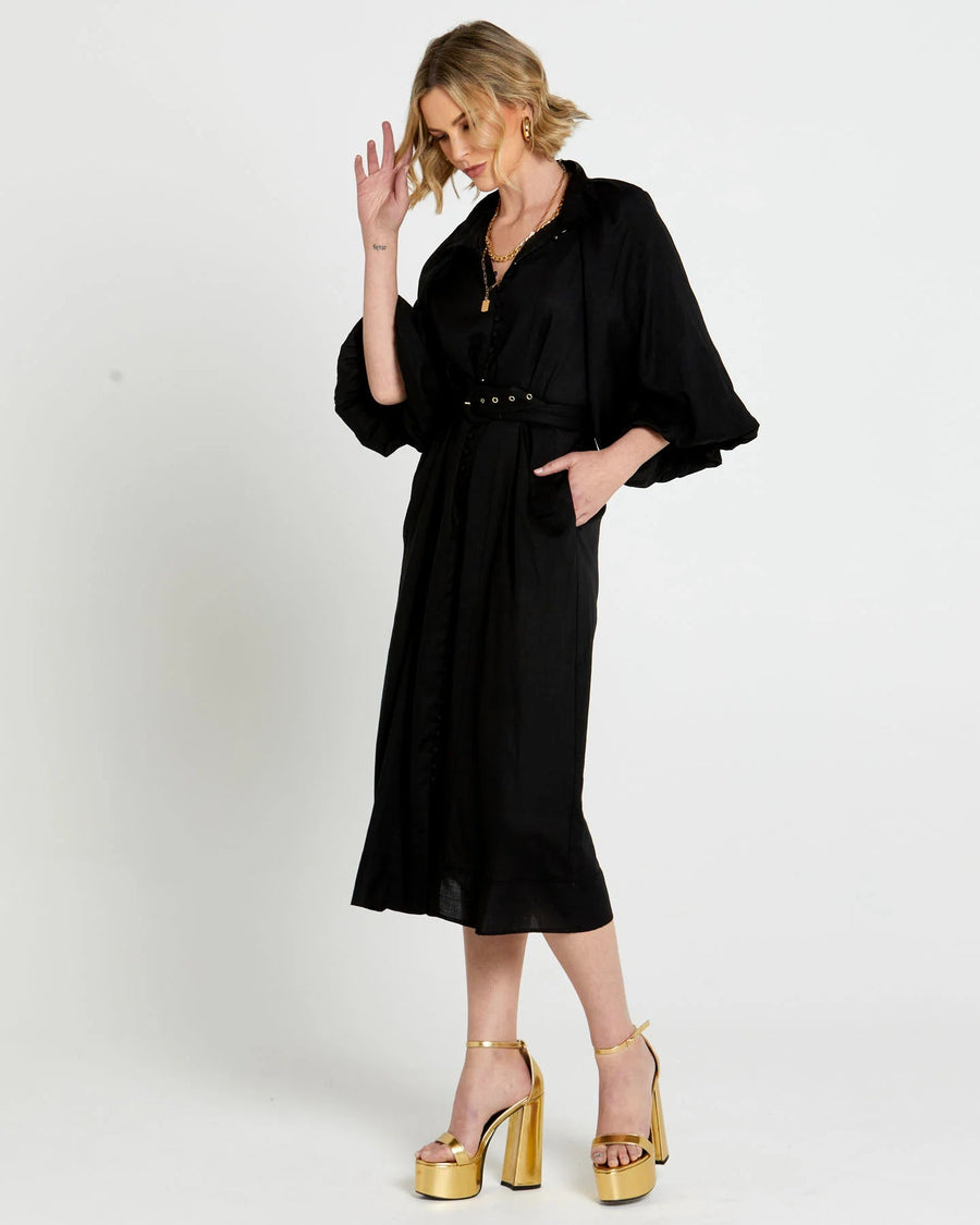 Shop Lovefool Midi Shirt Dress Black - At Kohl and Soda | Ready To Ship!