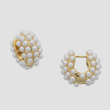 Shop Myrtle Gold Pearl Huggie Earrings - At Kohl and Soda | Ready To Ship!