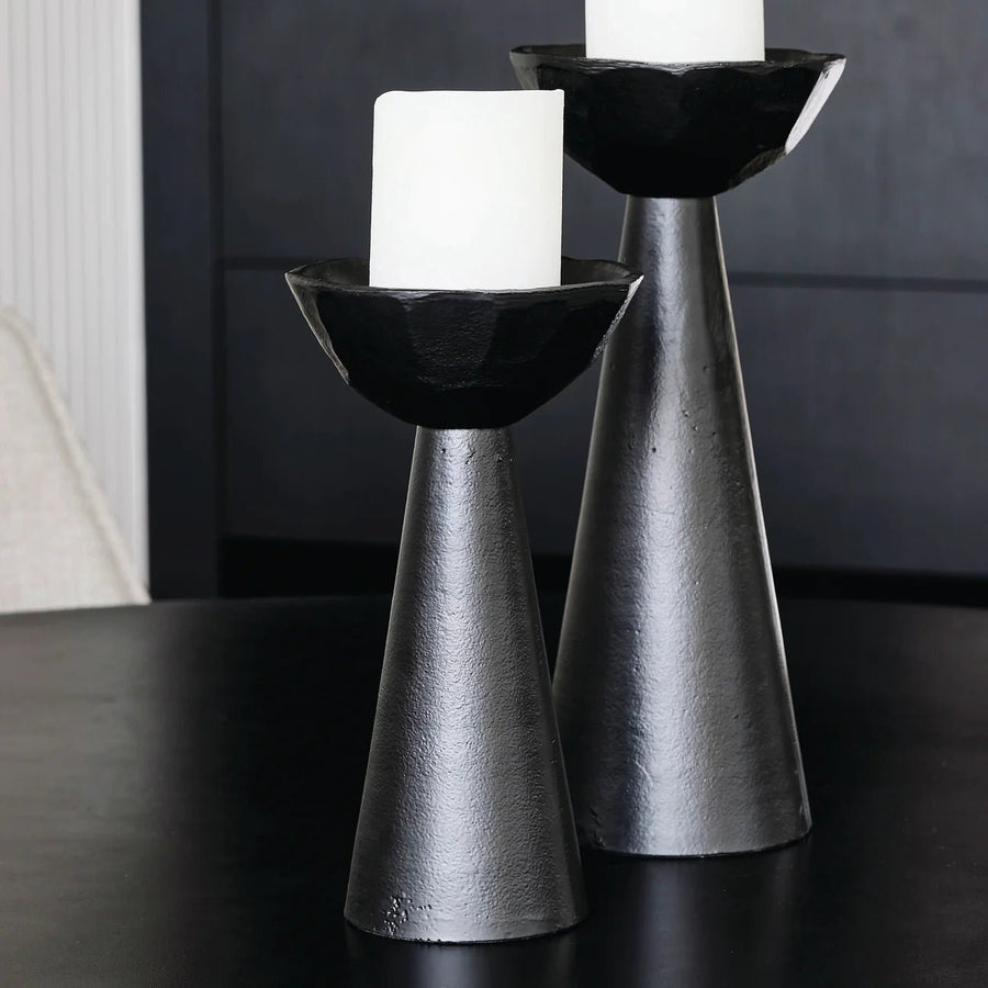 Norah Black Candle Holder Large - Kohl and Soda