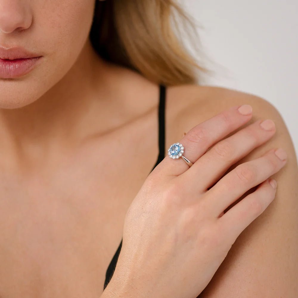 Shop Odette Blue Flower Ring - At Kohl and Soda | Ready To Ship!