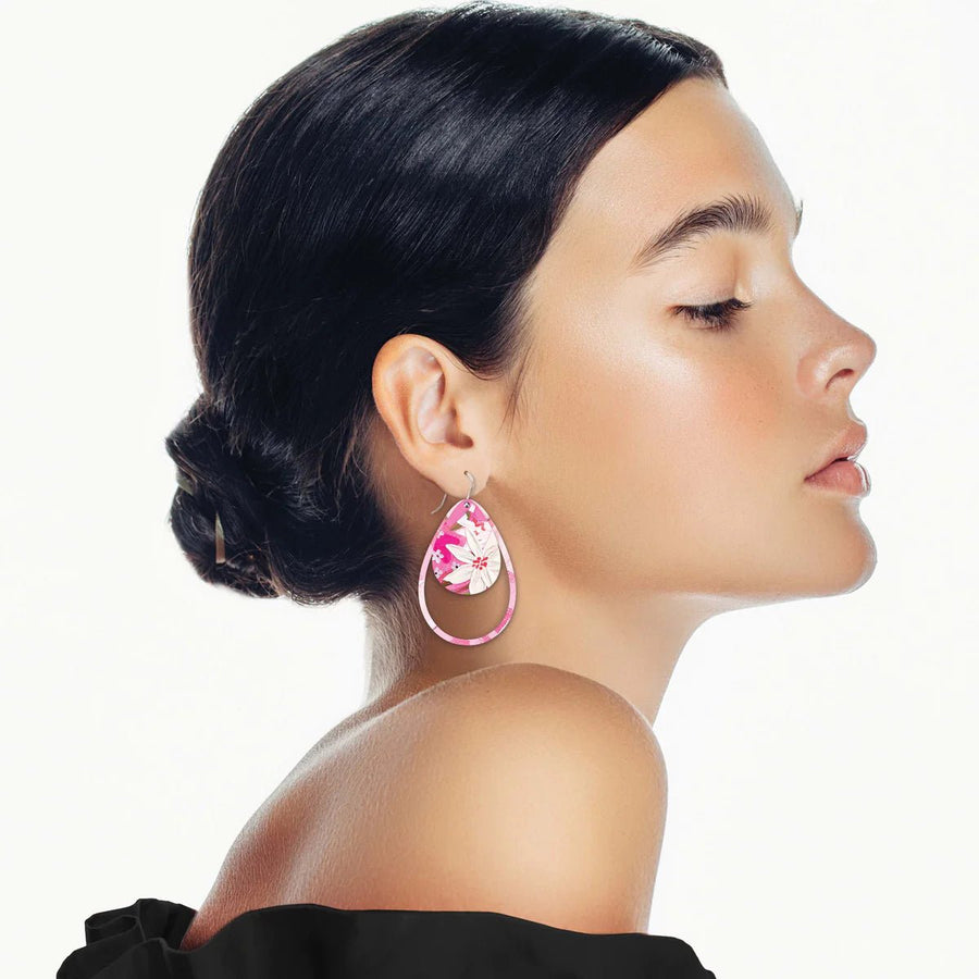 Power Pink Duo Outline Tear Pack Earrings - Kohl and Soda