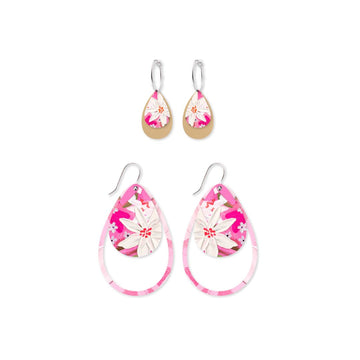 Power Pink Duo Outline Tear Pack Earrings - Kohl and Soda