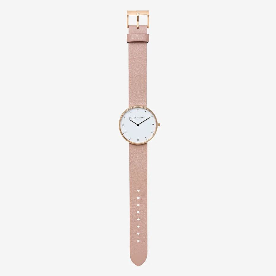 Repeat After Me Brushed Copper White Face Blush Band Watch - Kohl and Soda