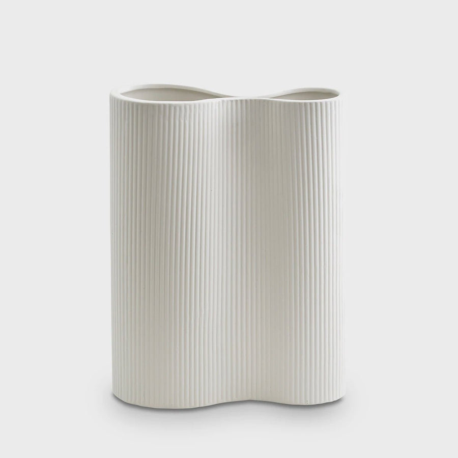Ribbed Infinity Vase White - Kohl and Soda