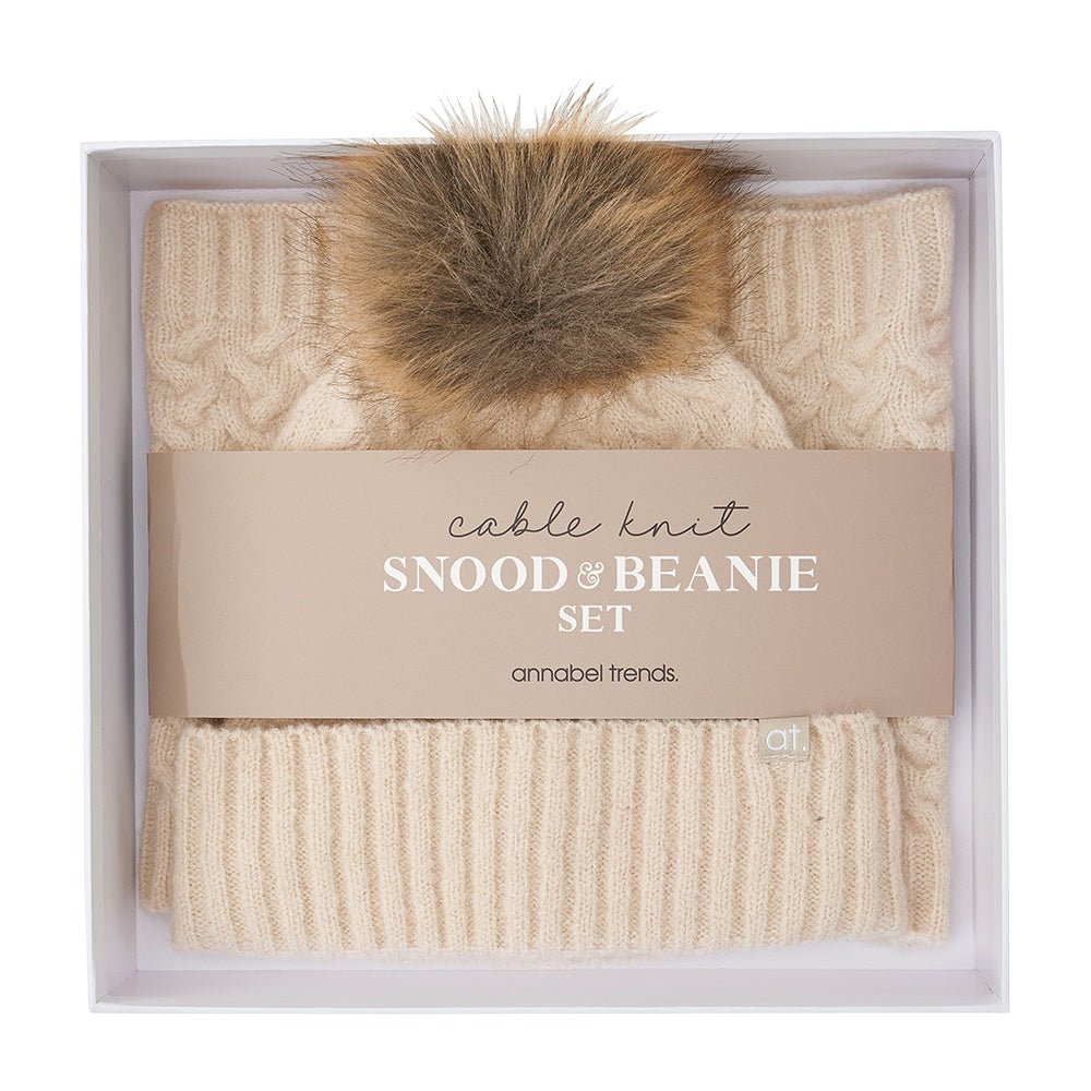 Annabel Trends Snood & Beanie Set - Cable Knit