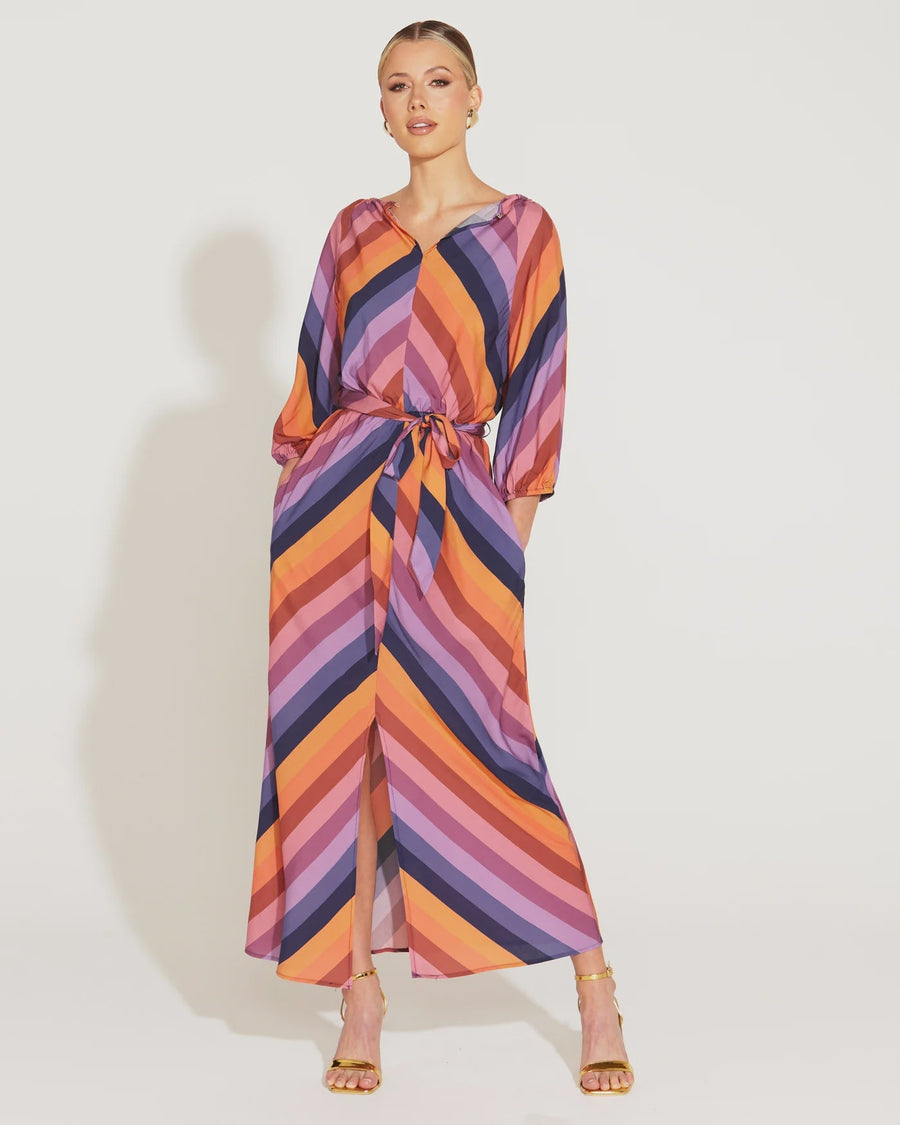 Sunset Dress Tie Waist Midi Dress - Kohl and Soda