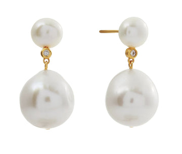 Tully Gold Freshwater Pear Earrings - Kohl and Soda